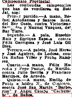 Información prensa 1941: Barberito y Cachumbo