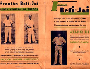 Ataneo III en 1934 con algunos de los campeones que juegan en este frontón