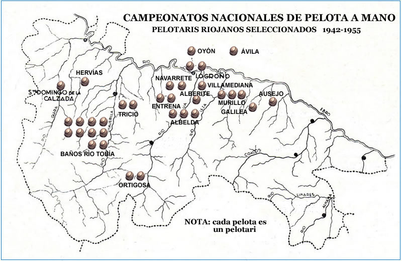 Geografía de la pelota riojana
de aficionados en la posguerra