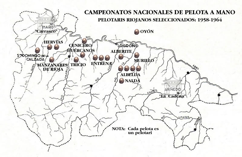 Geografía de la pelota riojana
de aficionados en la posguerra