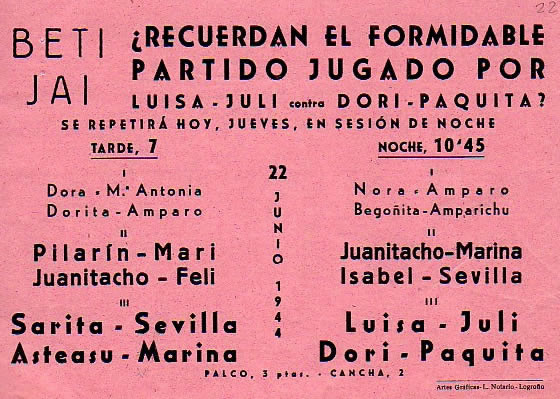 Programa de mano: 22 junio 1944